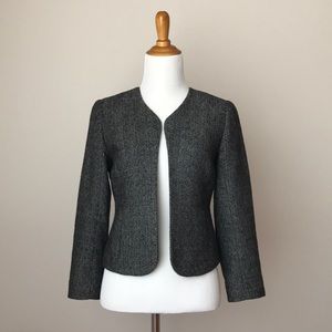 Chelsea28 Tweed Collarless Open Front Blazer